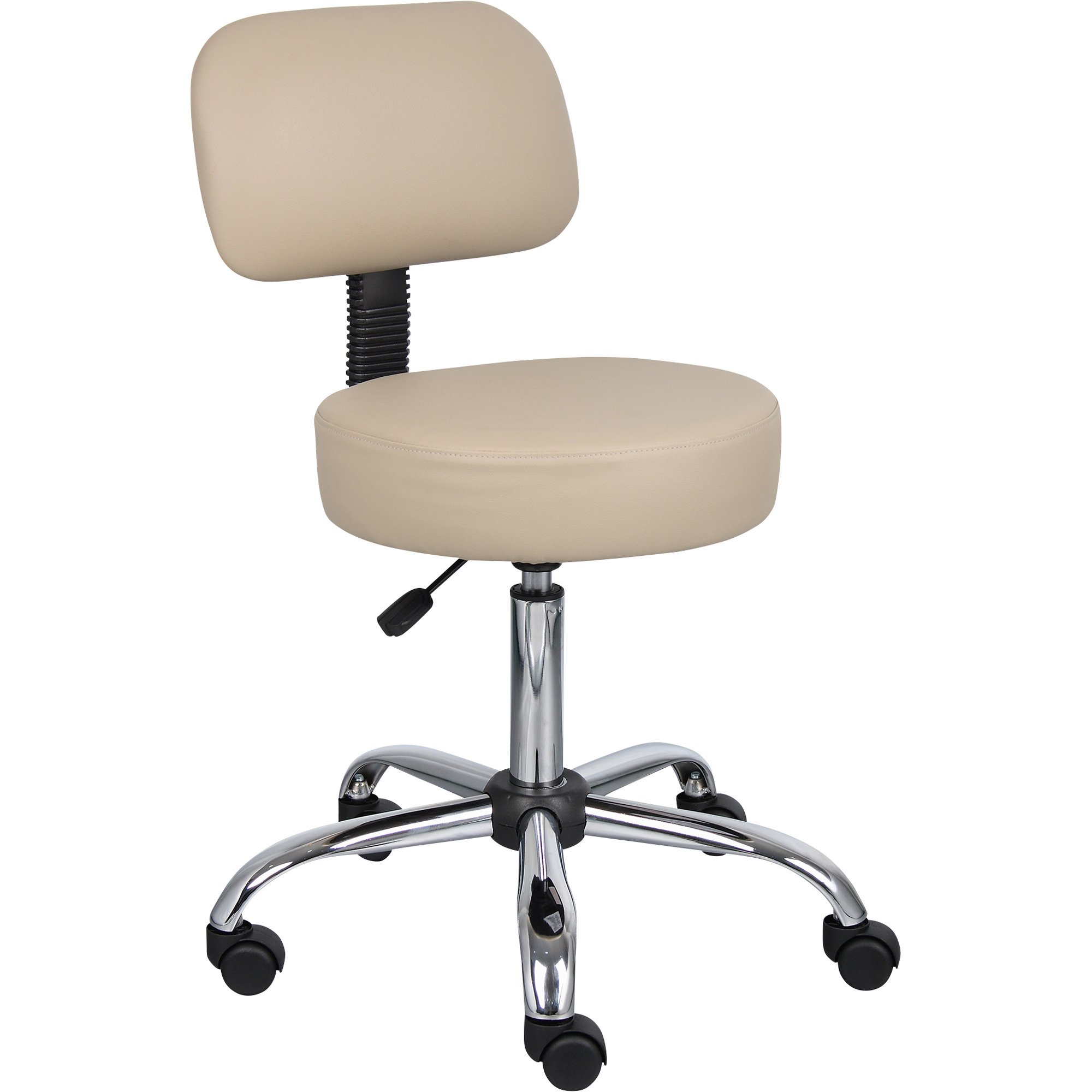 Norstar Adjustable Caressoft Medical Stool with Back Rest — 33 1/2–29 1/2in. Seat Height